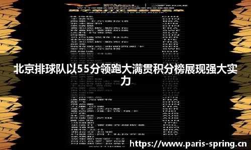 北京排球队以55分领跑大满贯积分榜展现强大实力
